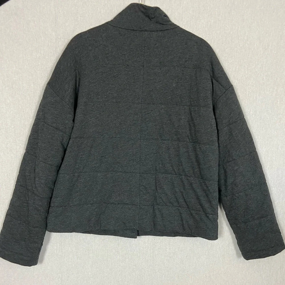 Eileen Fisher Quilted Organic Oversized Cotton Jacket in Charcoal Sz XXS - Picture 2 of 13